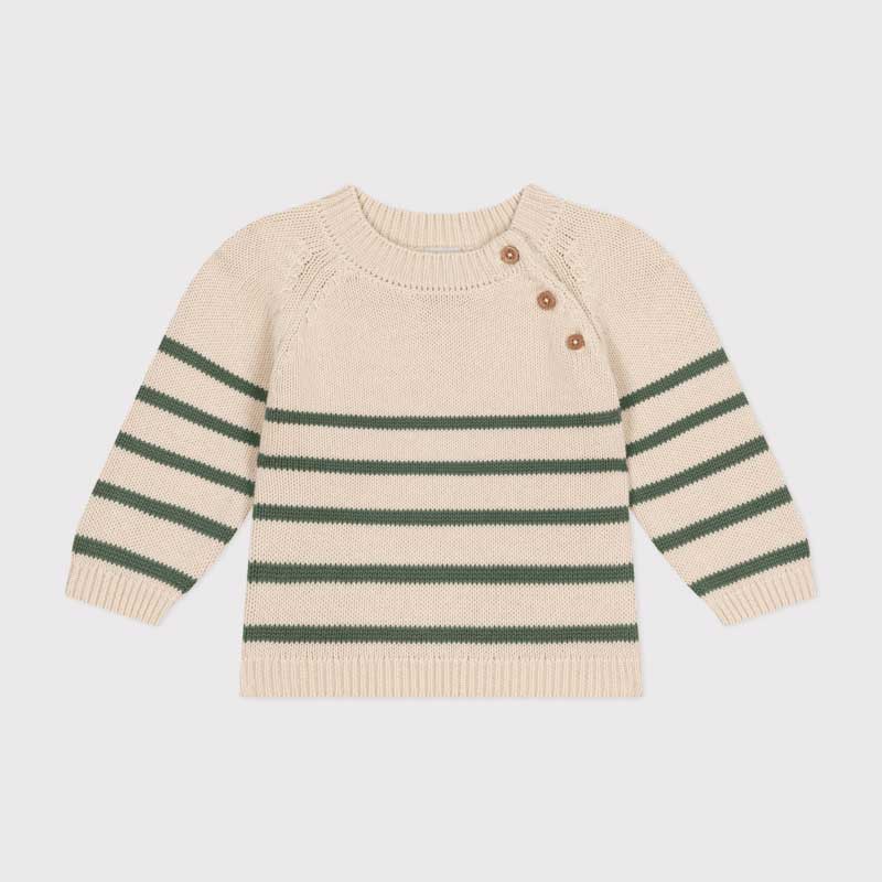 
Maglione della Linea Abbigliamento Bambino Petit Bateau a maglia in cotone con righe piazzate.
A...