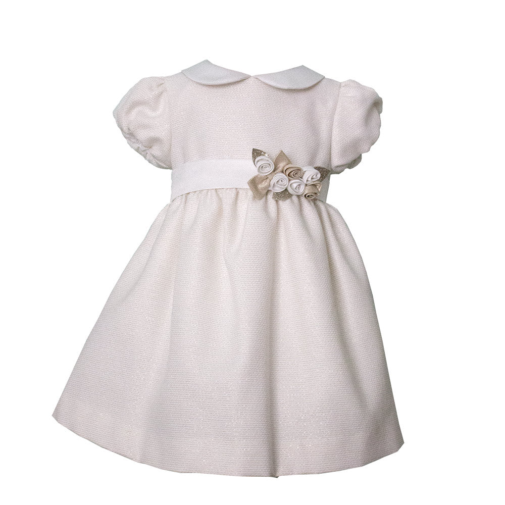 Robe de la ligne vêtements fille Ambarabà. Uni illuminé par des fils dorés dans la trame. Col che...