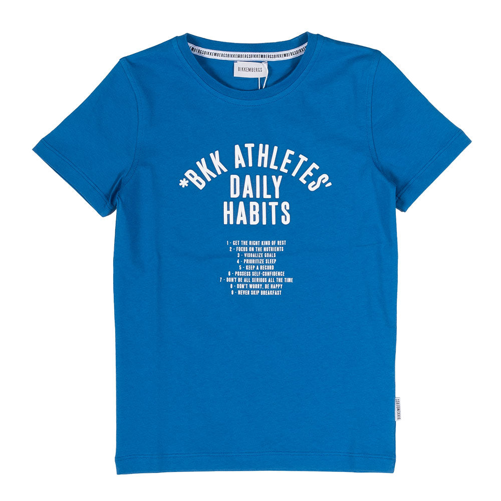 T-shirt à manches courtes de la Ligne Vêtements Enfant Bikkembergs, avec impression contrastée su...