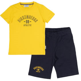 Completo due pezzi della Linea Abbigliamento Bambino Bikkembergs, con maglietta con stampa sul da...