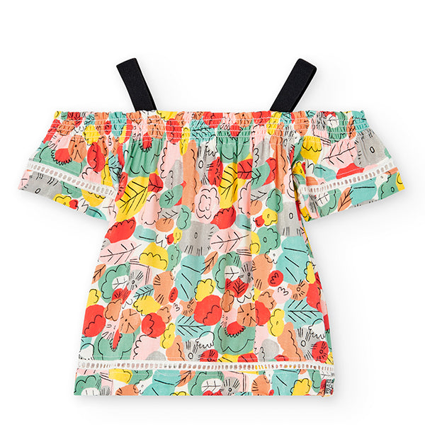 Top de la ligne Vêtements Fille Boboli, avec broderie en bas et motif floral intégral.Composition...