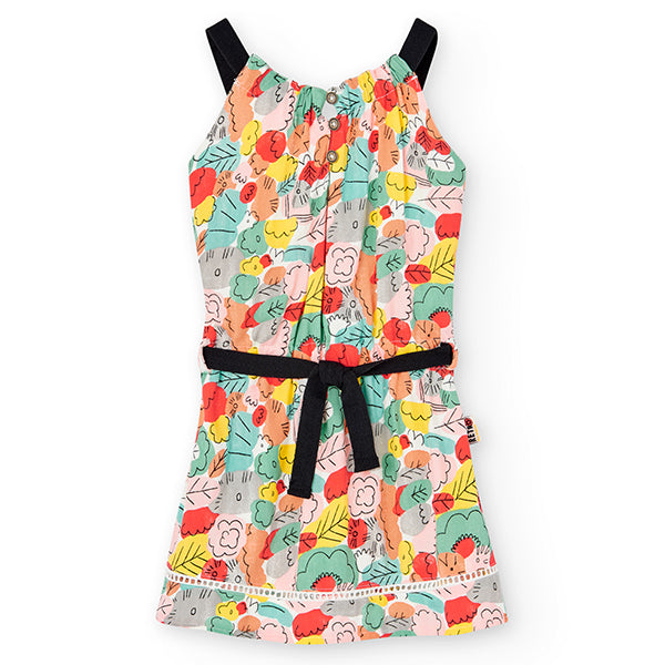 Robe de la Ligne Vêtements Fille Boboli, avec bretelles et ceinture à la taille. Motif floral aux...