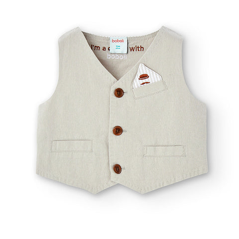 Gilet lino combinato - BOBOLI - Colore: uni - Stagione: Primavera-Estate