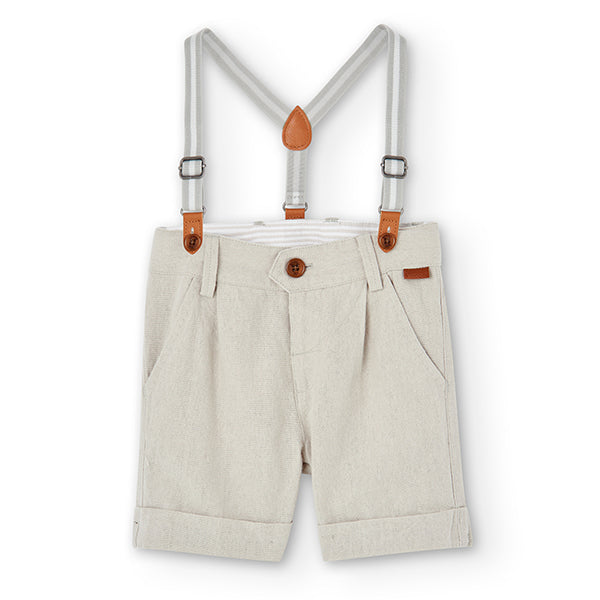 Composzione:  Pantalone:88% Cotone, 12% Lino. Bretelle: 72% Polliestere 28% Elastan.. 

Lavabile ...