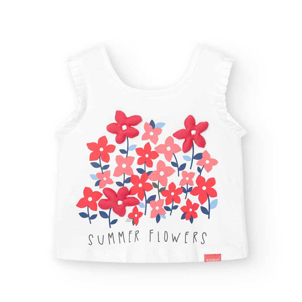 Top de la ligne Vêtements Fille Boboli, avec gros grain sur les bretelles, impression colorée sur...