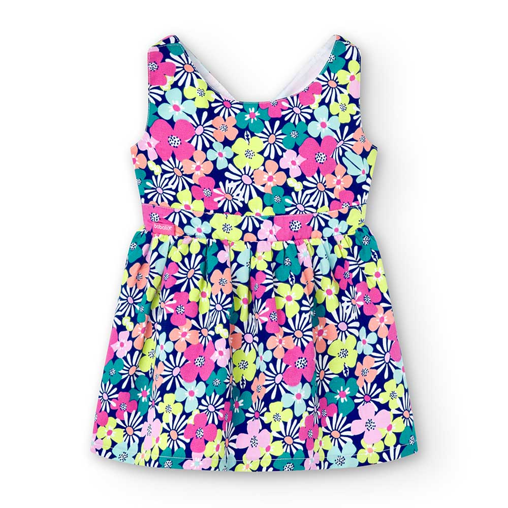 
Abitino satin della Linea Abbigliamento Bambina Boboli, con fantasia floreale multicolor. bretel...