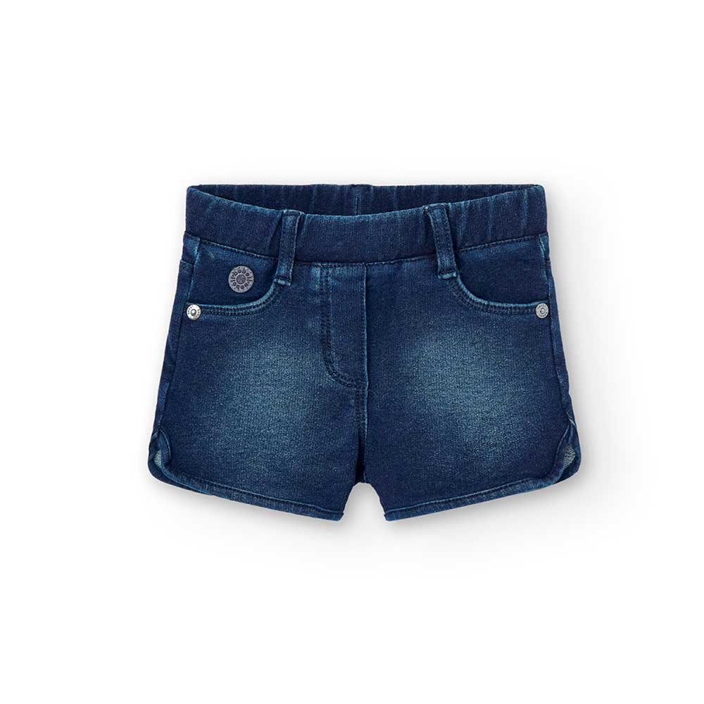 
Pantaloncini della Linea Abbigliamento Bambina Boboli, in felpa color denim, con elastico in vit...