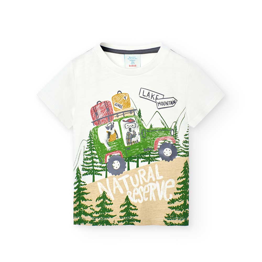 
T-shirt della Linea Abbigliamento Bambino Boboli, con stampa colorata sul davanti a motivo safar...