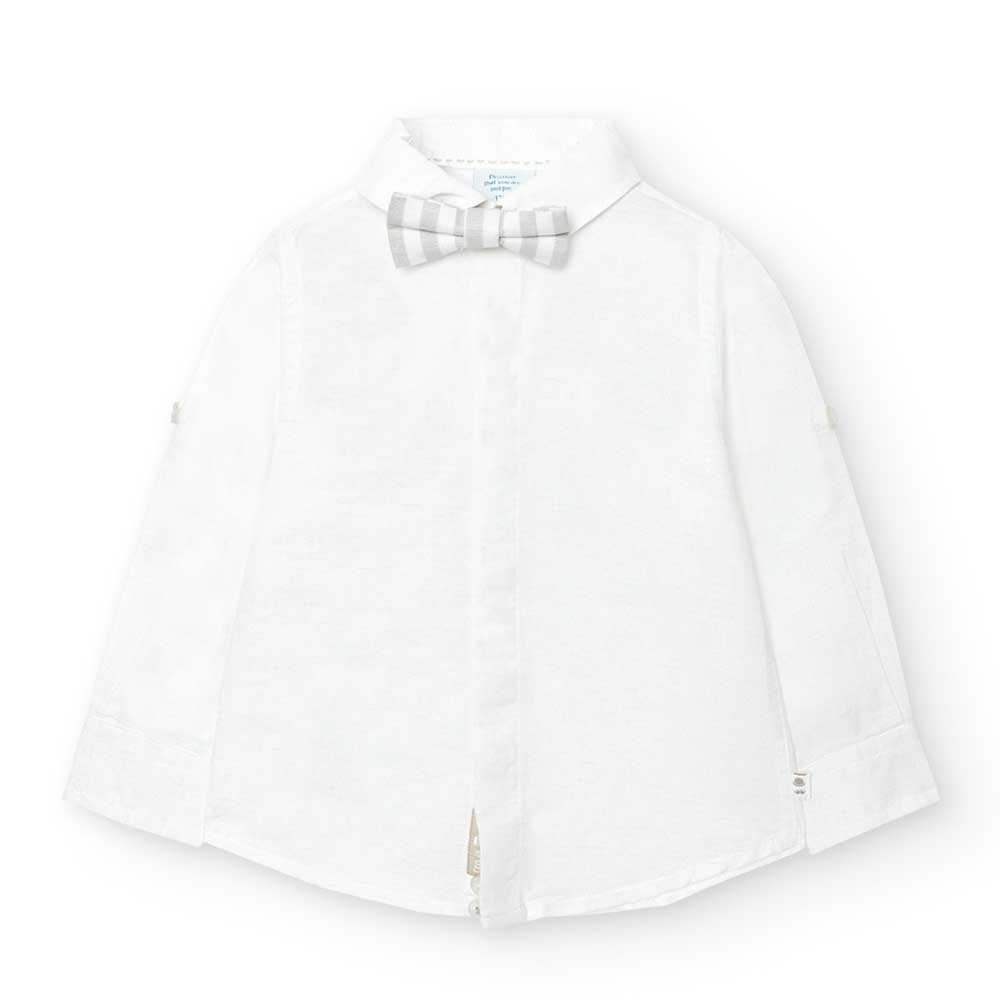 
Camicia in misto lino della Linea Abbigliamento Bambino Boboli con papillon abbinato. Colletto c...