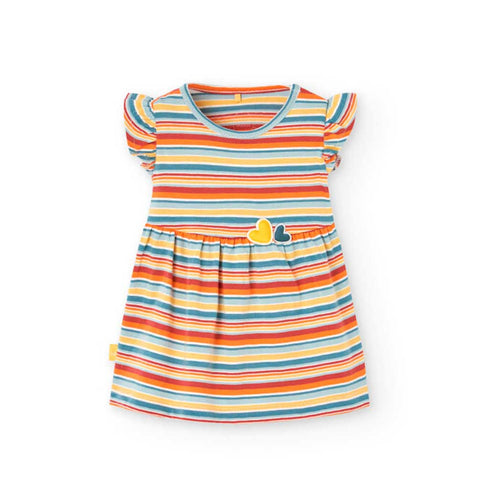 Vestito jersey a righe per bimba