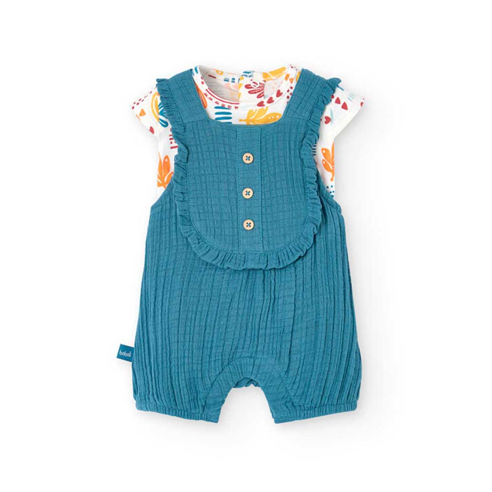 Salopette de la ligne Vêtements Fille Boboli, complète avec un t-shirt coordonné, avec de faux bo...