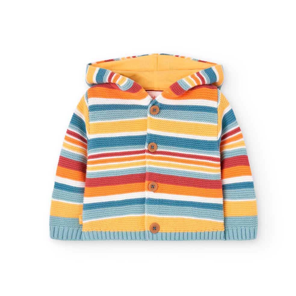 Cardigan de la Ligne Vêtements Enfant Boboli, avec motif à rayures multicolores, petits boutons e...
