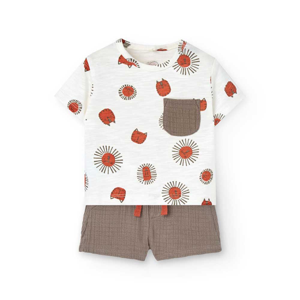 Complete two-piece set from the Boboli Girls' Clothing Line, with a slub cotton t-shirt and solid...