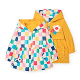 Parka reversibile BOBOLI per bambina, con fantasia colorata e taschine a fiore.