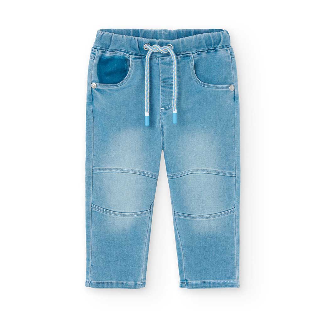 Pantalon jean de la Ligne Vêtements Enfant Boboli, avec élastique et cordons à la taille et tissu...