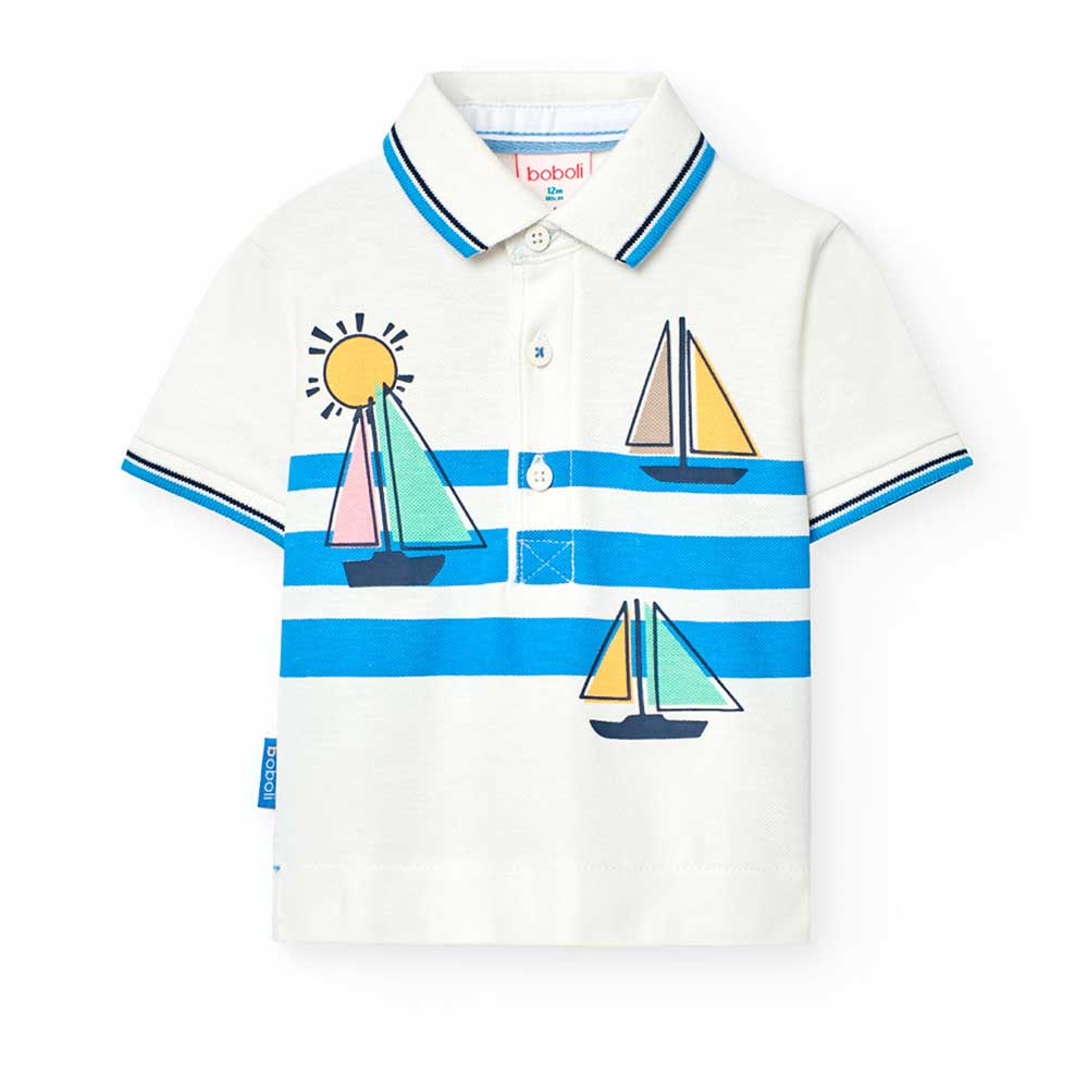 Polo della Linea Abbigliamento Bambino Boboli, in piquet, con stampa sul davanti a colori tenui.
...