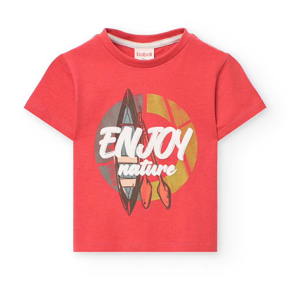Maglietta della Linea Abbigliamento Bambino Boboli con stampa colorata sul davanti e dettaglio in...