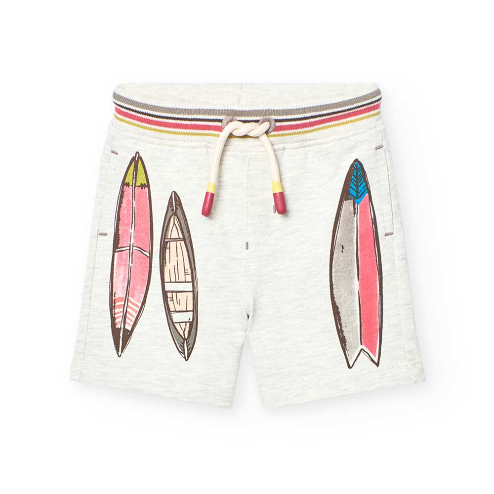 Bermuda doux de la ligne Vêtements Enfant Boboli, avec imprimé multicolore, élastique et cordons ...