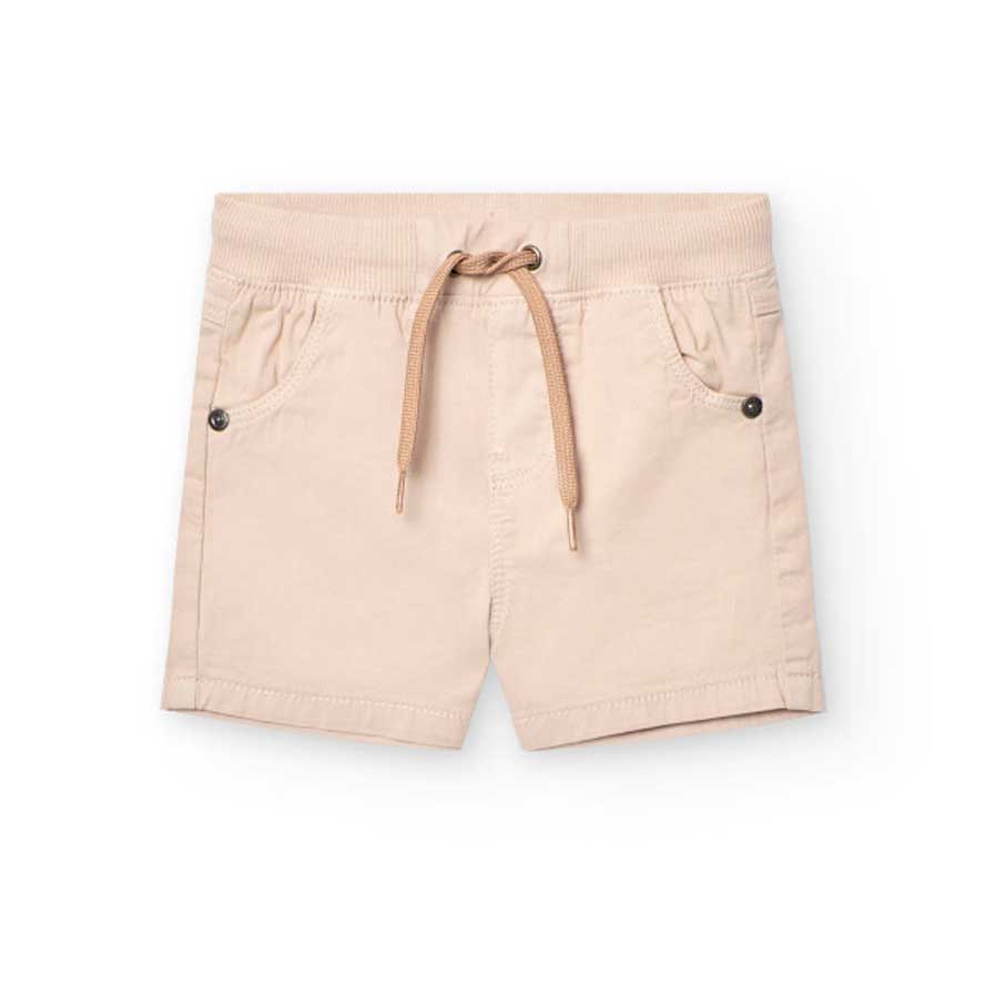 Short en gabardine de la Ligne Vêtements Enfant Boboli, uni, avec élastique et cordons à la taill...