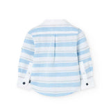 Camicia lino a righe - BOBOLI - Colore: Celeste - Stagione: Primavera-Estate