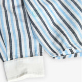 Camicia lino a righe - BOBOLI - Colore: Celeste - Stagione: Primavera-Estate