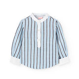 Camicia lino a righe - BOBOLI - Colore: Celeste - Stagione: Primavera-Estate
