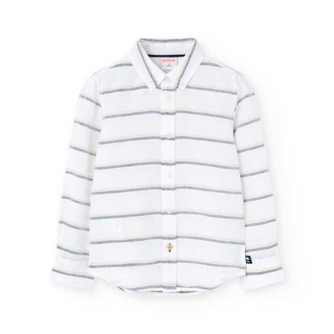 Camicia lino a righe per ragazzo