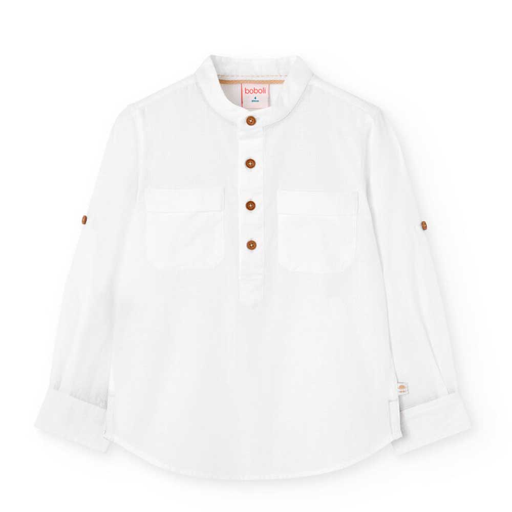 Camicia a manica lunga della Linea Abbigliamento Bambino Boboli, con colletto alla coreana, tasch...