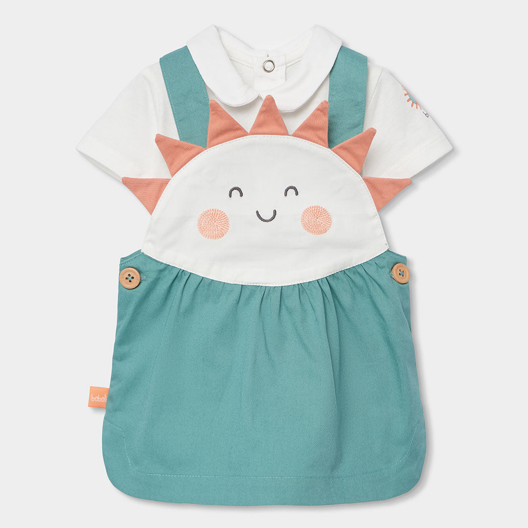 Salopette de la ligne de vêtements pour fille Boboli, avec jupe droite, bretelles réglables et bo...