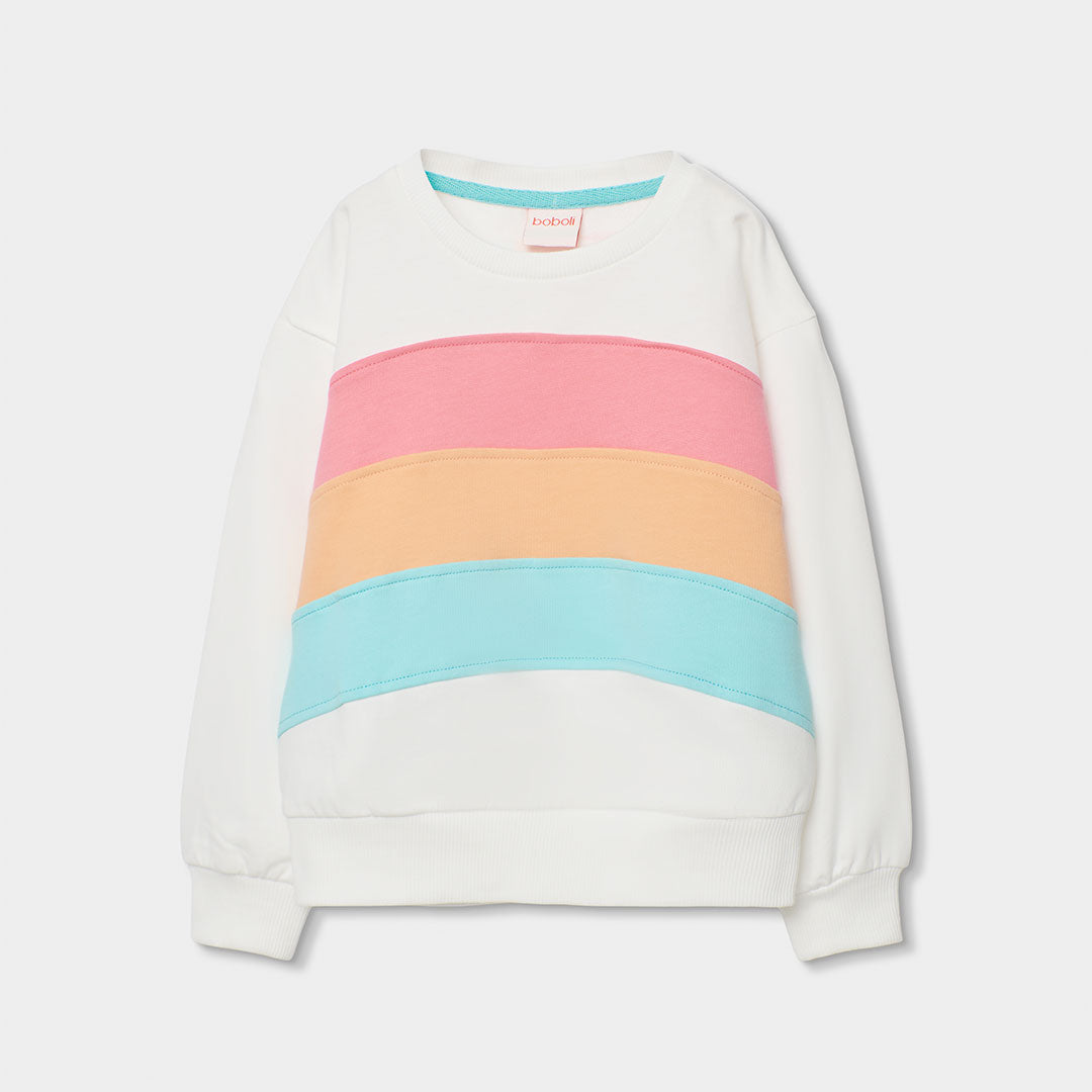 Sweatshirt from the Children's Clothing Line Boboli with front stitching and color-blocking desig...