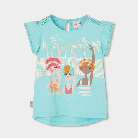 Maglietta jersey - BOBOLI - Sesso: Bambina - Colore: Celeste - Stagione: Primavera-Estate
