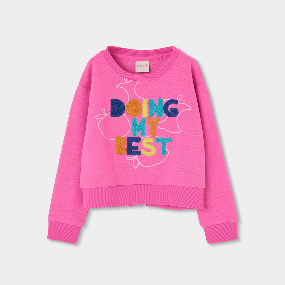 Sweatshirt from the Children's Clothing Line Boboli, with a cut on the back and a multicolored bo...
