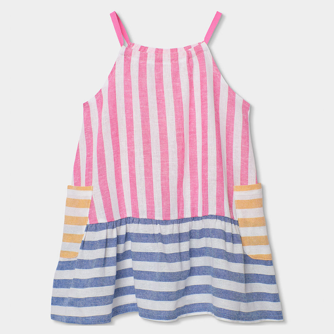 Abitino della Linea Abbigliamento Bambina Boboli, modello prendisole, con fantasia a righe di div...