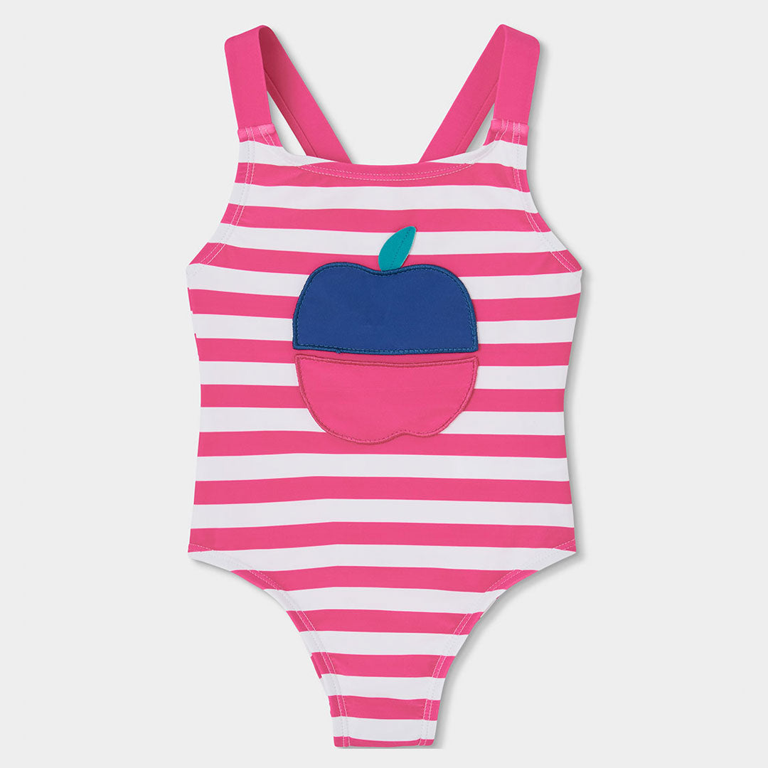 Maillot une-pièce de la ligne de vêtements Fille Boboli, avec bretelles croisées au dos et motif ...