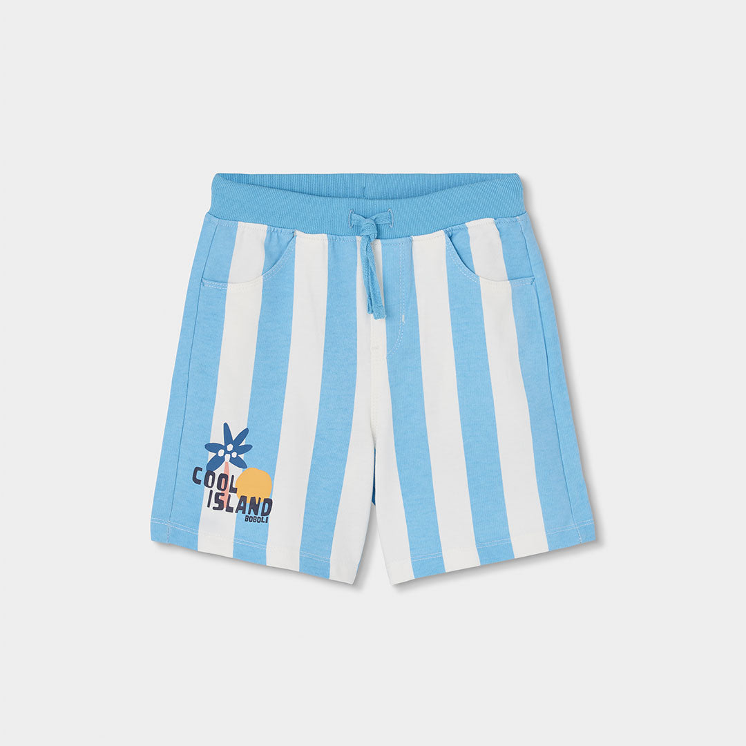 Bermuda der Kinderbekleidungs-Linie Boboli, aus Frottee mit vertikalem Streifenmuster. Elastische...