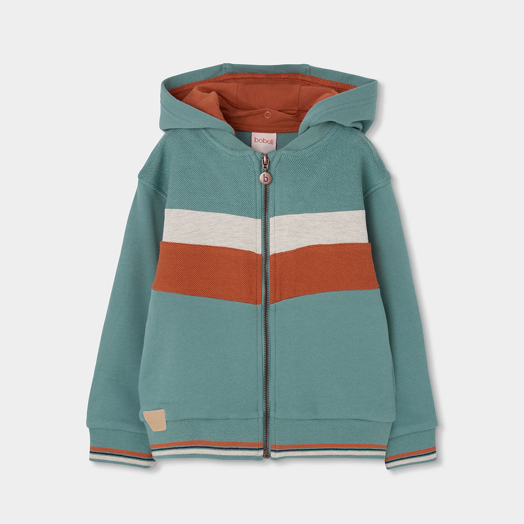 Hooded sweatshirt from the Children's Clothing Line Boboli, with zip closure.  

Composition: Ext...