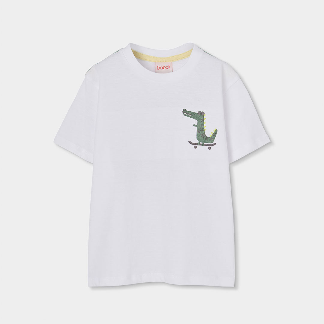 T-shirt della Linea Abbigliamento Bambino Boboli, con simpatico coccodrillo stampato sul davanti ...