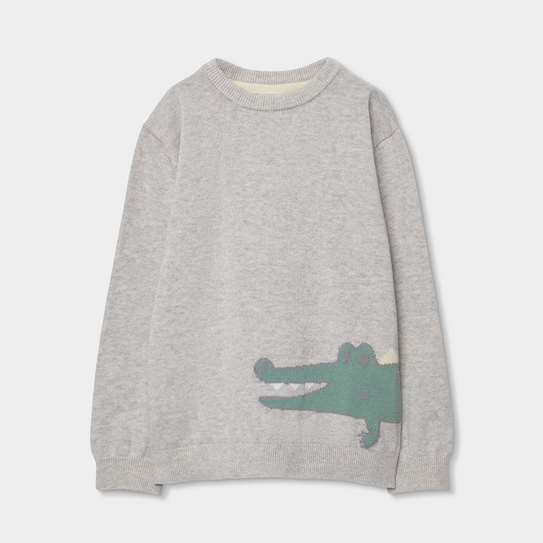 Questo maglione color grigio chiaro è perfetto per i più piccoli, grazie al design semplice e al ...