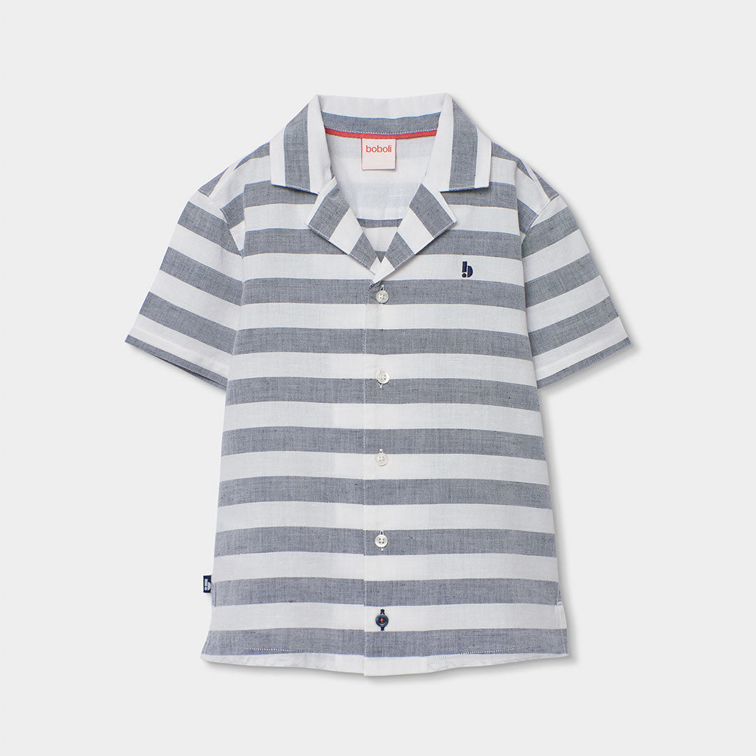 Shirt from the Children's Clothing Line Boboli, short-sleeved with a jacket collar and striped pa...