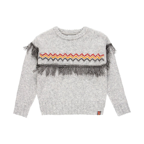 Maglione maglieria con frange per ragazza
