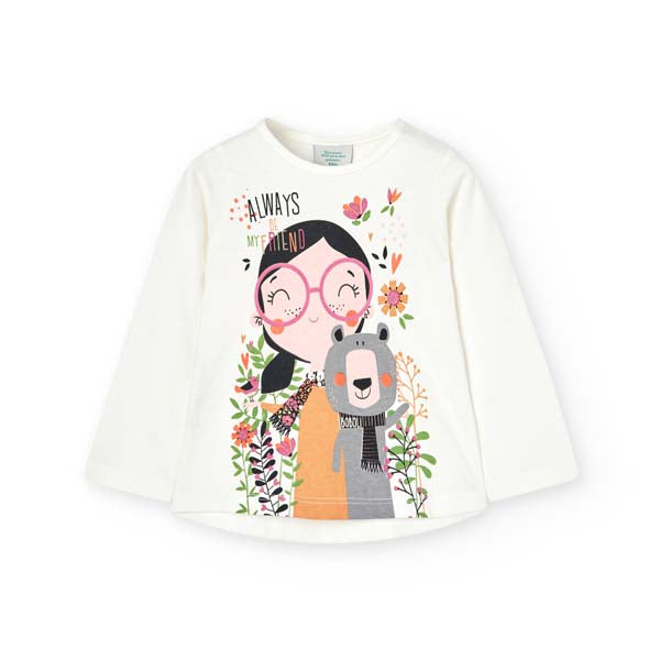 Maglietta à manches longues de la Ligne Vêtements Fille Boboli, avec impression multicolore sur l...