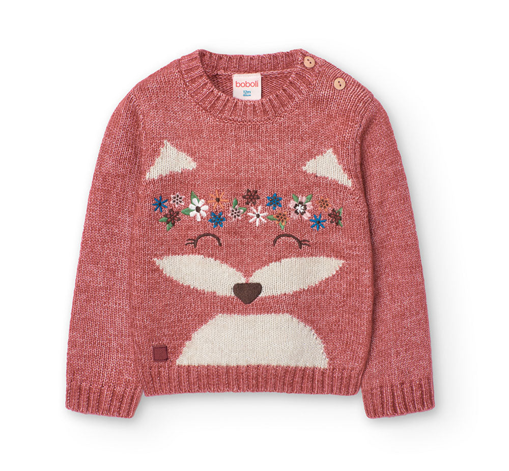 Pull de la ligne Vêtements Fille Boboli, très doux avec des petites fleurs brodées sur le devant....