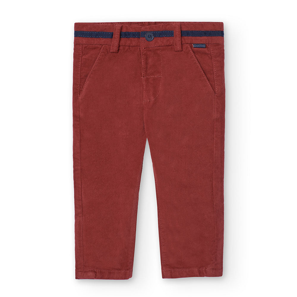 Pantalon de la ligne Vêtements Enfant Boboli, en velours côtelé couleur rouille, avec ceinture en...