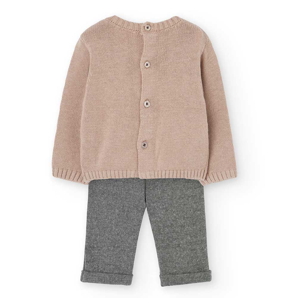 Complett der Kinderbekleidungslinie Boboli, mit Hose in Salz-und-Pfeffer-Muster aus weichem Stoff...