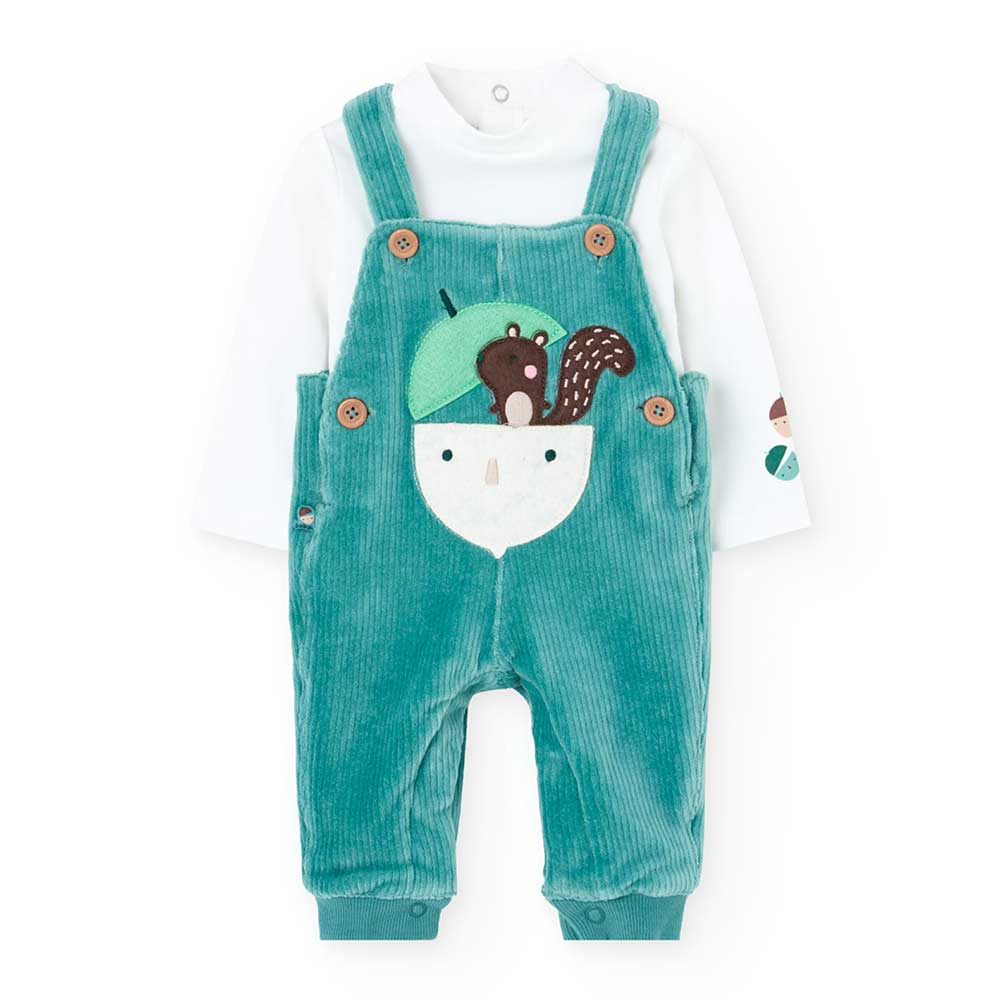 
Overalls from the Boboli Children's Clothing Line, in corduroy with embroidered acorns on the fr...