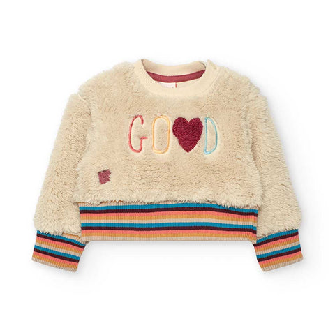 Felpa - BOBOLI - Sesso: Bambina - Colore: Beige - Stagione: Autunno-Inverno