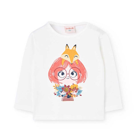 Maglietta jersey basic - BOBOLI - Sesso: Bambina - Colore: Panna - Stagione: Autunno-Inverno