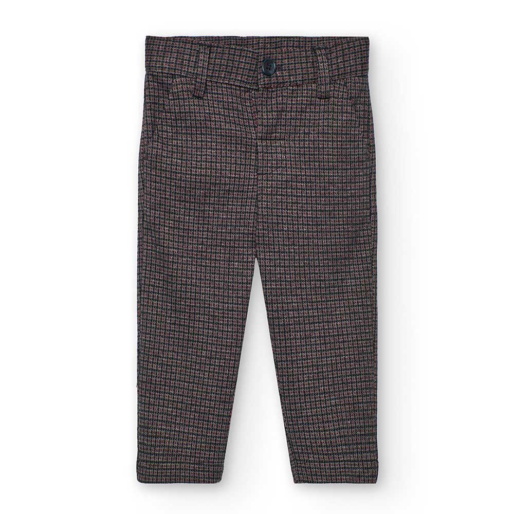 Pantalone con taglio classico della Linea Abbigliamento Bambio Boboli, con fantasia a quadretti e...