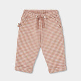 Pantaloni rosa a quadri bianchi con laccetto in vita per bambino