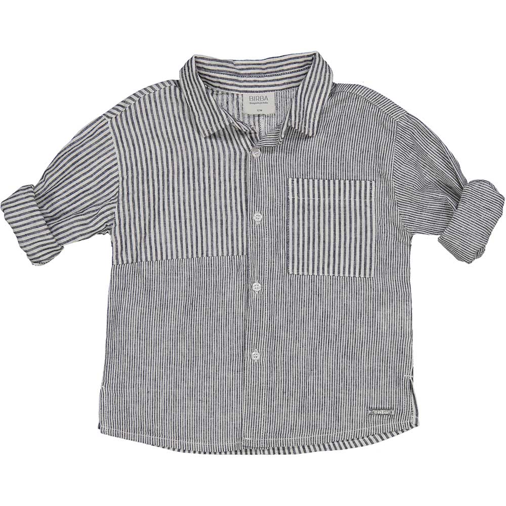 Camicia a manica lunga della Linea Abbigliamento Bambino Birba, con fantasia a righine in misto l...